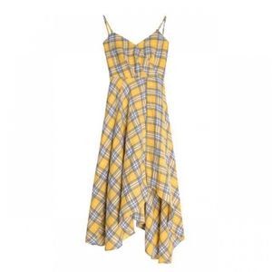 Cotton Plaid Asymmetrical Dress